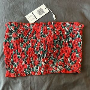 Red floral (poppy) Bandeau Top